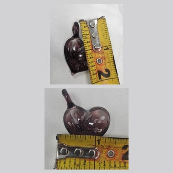 Hand Made Lamp Work Murano Art Glass Heart Floral Pendant Valentine Mother's Day - Picture 8 of 8